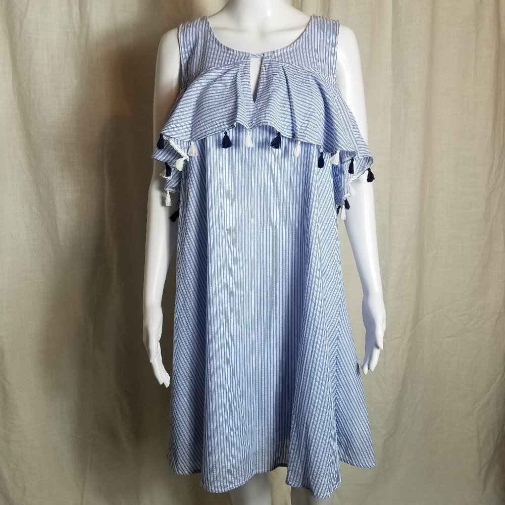 Copper key striped tassel a line dress